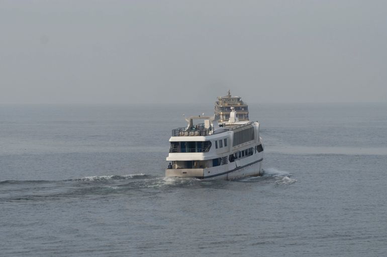 A ferry leaves Goma, the Democratic Republic of Congo, Sunday, Oct. 6, 2024, for Bukavu on lake Kivu.