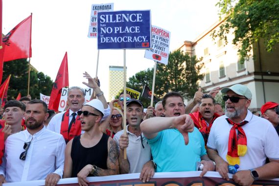 Albanian protesters rally against Kushner-backed resort in protected area