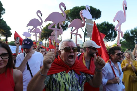 Albanian protesters rally against Kushner-backed resort in protected area
