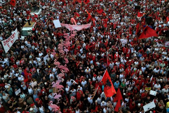 Albanian protesters rally against Kushner-backed resort in protected area