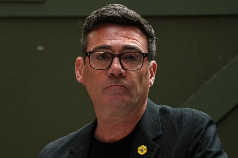 Labour Party's Andy Burnham reacts as he delivers a speech at the People's History Museum in Manchester, England, Monday, June 29, 2026.(AP Photo/Alastair Grant)