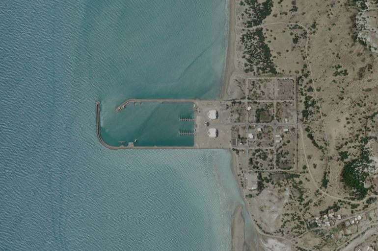 Satellite imagery shows an Iranian port building before the recent U.S. strikes in Sarkhur Tahruyi, Hormozgan Province, Iran, July 7, 2026. 2026 [Planet Labs PBC/Handout/Reuters]