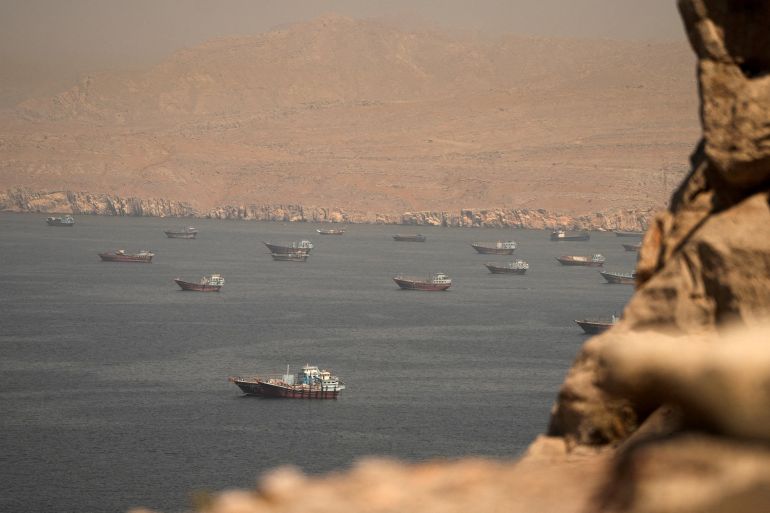FILE PHOTO: Vessels at the Strait of Hormuz, as seen from Musandam, Oman, [Reuters]