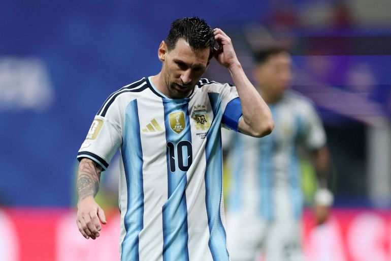 Soccer Football - FIFA World Cup 2026 - Round of 16 - Argentina v Egypt - Atlanta Stadium, Atlanta, Georgia, U.S. - July 7, 2026 Argentina's Lionel Messi reacts after missing a chance to score REUTERS/Paul Childs
