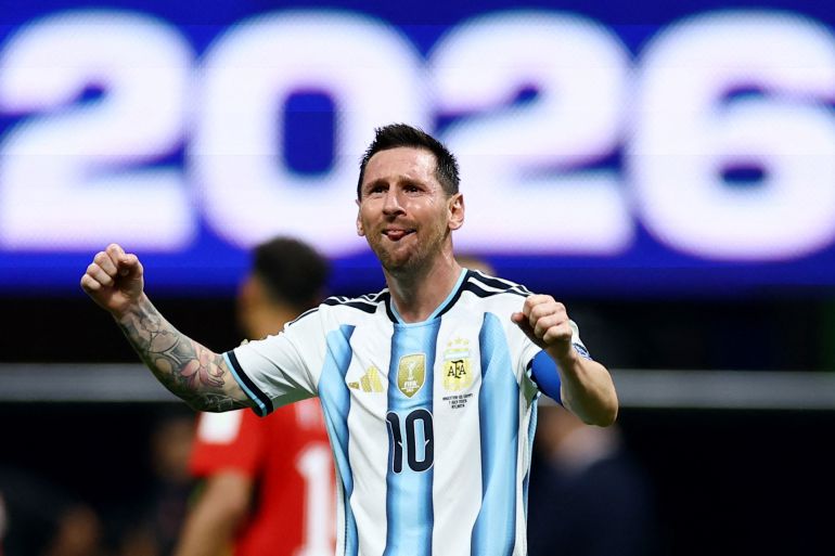 Soccer Football - FIFA World Cup 2026 - Round of 16 - Argentina v Egypt - Atlanta Stadium, Atlanta, Georgia, U.S. - July 7, 2026 Argentina's Lionel Messi celebrates after the match REUTERS/Carlos Barria