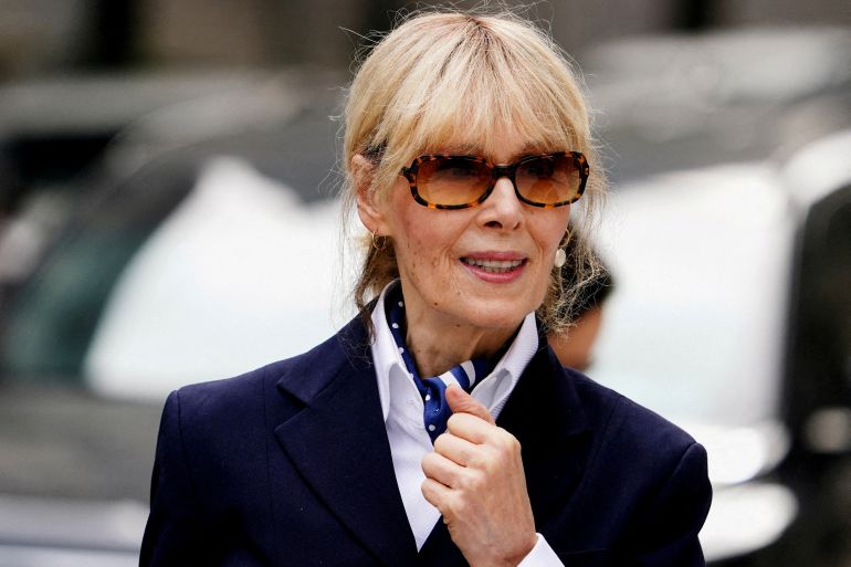 FILE PHOTO: Writer E. Jean Carroll leaves the 2nd U.S. Circuit Court of Appeals, where former U.S. President Donald Trump is asking a federal appeals court to overturn a $5 million jury verdict finding him liable for sexually assaulting and defaming her, who accused Trump of raping her nearly three decades ago, in Manhattan, New York, U.S., September 6, 2024. REUTERS/Adam Gray/File Photo